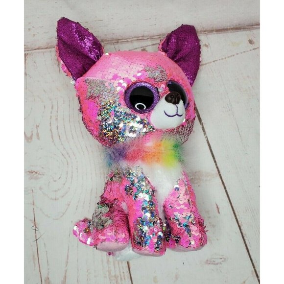 TY Flippables Sequin 12" Medium Size Day Chihuahua Puppy Dog Stuffed Animal - Picture 11 of 12